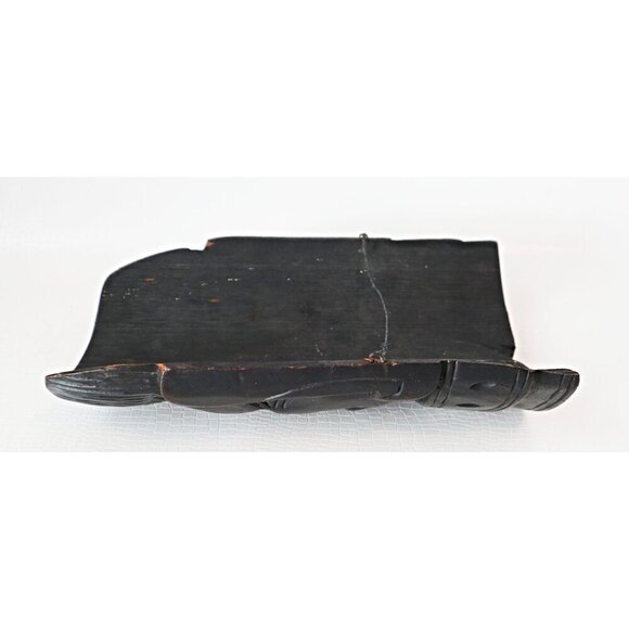 Vintage Hand-Carved Wooden Wall Mask With Bearded Face Design - Picture 3 of 6